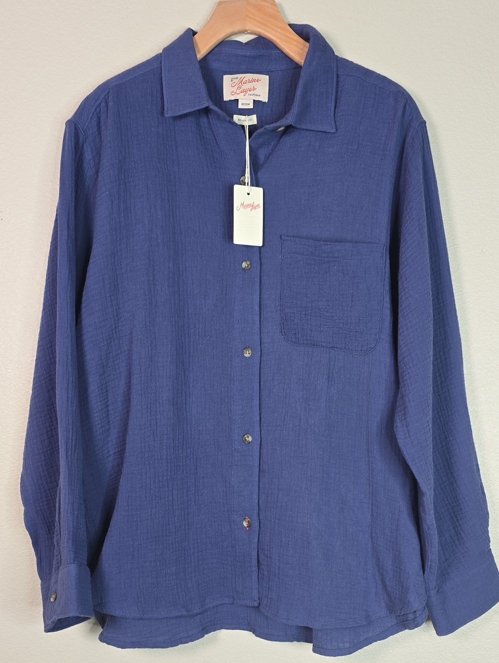 Marine Layer Womans Jane Relaxed Double Cloth Shirt Size M NWT.